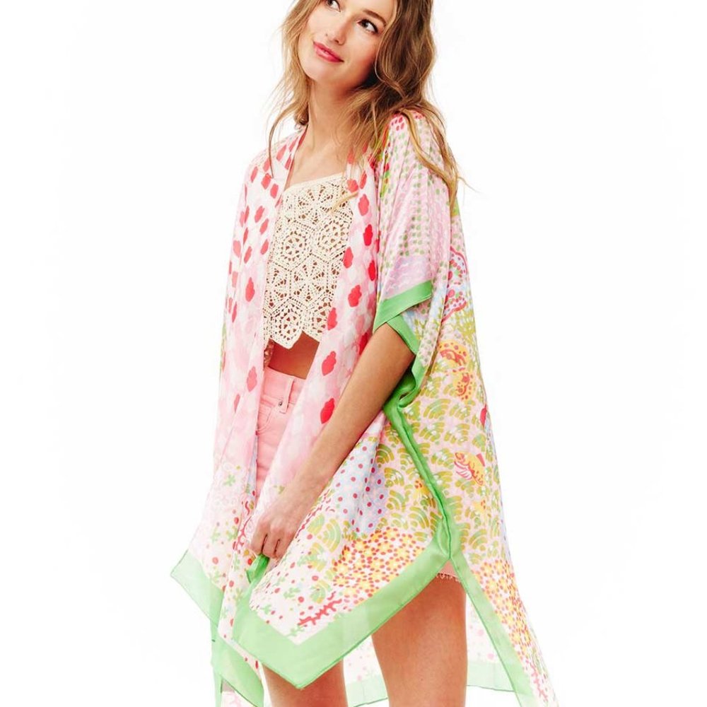 Boho Multiprint Patchwork Open Front Kimono Cardigan Beachy Cover-up Wrap